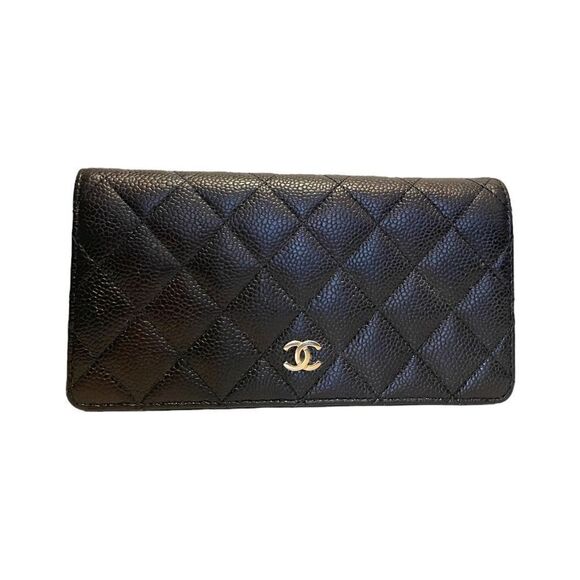 ❤️SOLD❤️2012 CHANEL Continental Black Caviar Quilted CLASSIC Leather Wallet - Picture 1 of 16